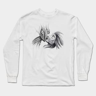 Two Wooden Aliens Kissing and in Love Long Sleeve T-Shirt